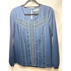 ALTAR’D STATE Anthropologie Top Size Small Lace Aqua Long Sleeve Blouse Top